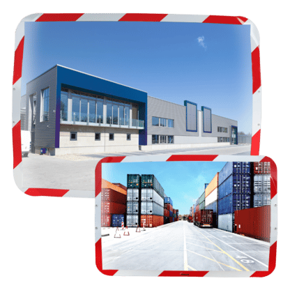 Espejo de seguridad exterior. Contorno rojo y blanco - Calidad Ecomir